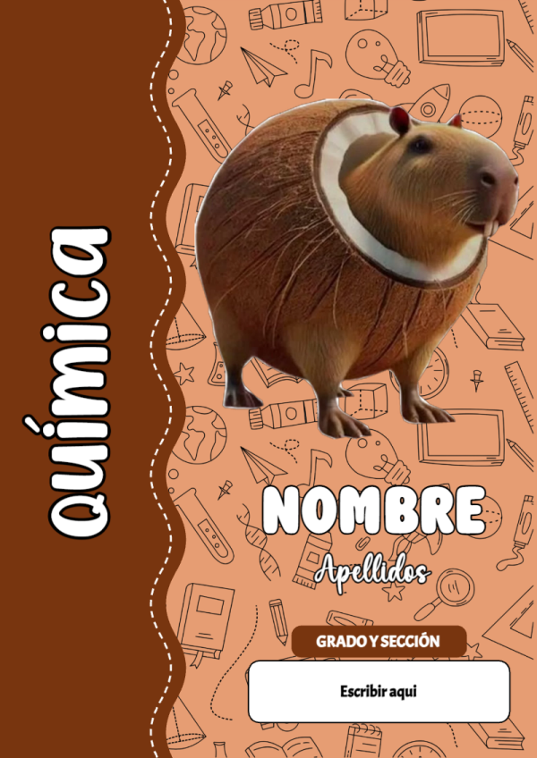 Portada de Brainrot de Química para cuaderno con diseño escolar - para el regreso a clases