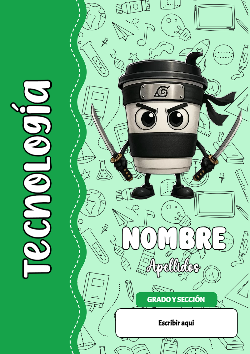 Portada de Brainrot de Tecnología para cuaderno decorativa y bonita - ideal para el nuevo año escolar