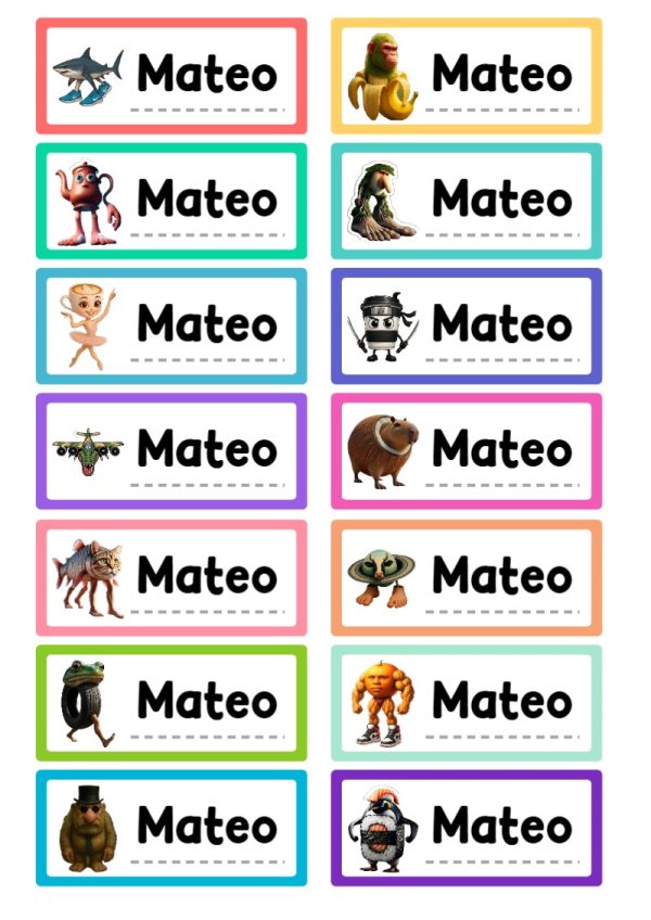 Etiquetas personalizadas de Brainrot para imprimir en A4 - creación especial de Mini Canva