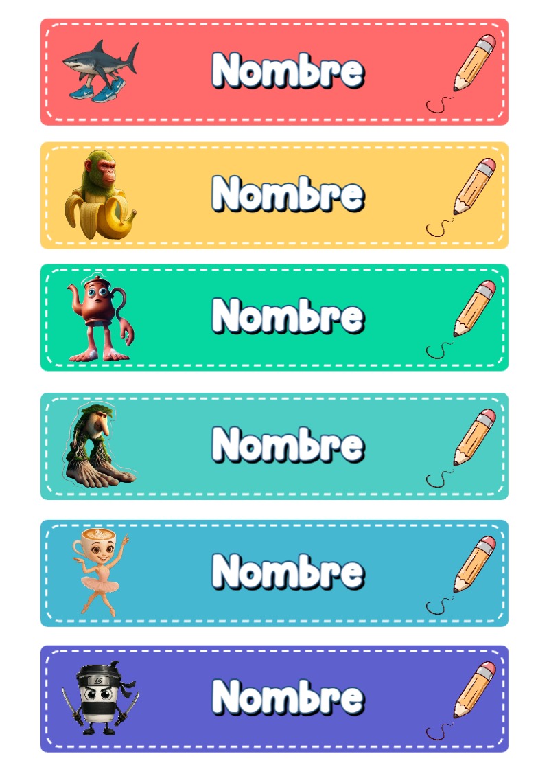 Etiquetas Escolares de Brainrot para Imprimir y Editar Gratis ...