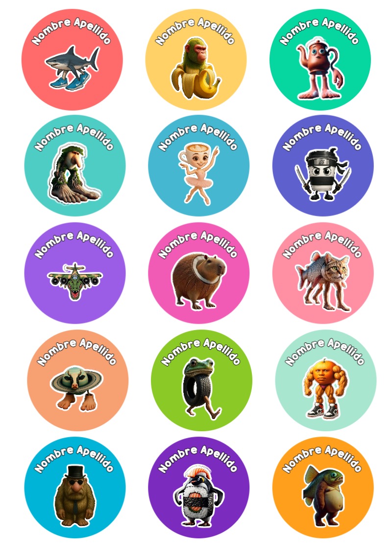 Etiquetas bonitas de Brainrot para el nuevo año escolar - diseño escolar moderno
