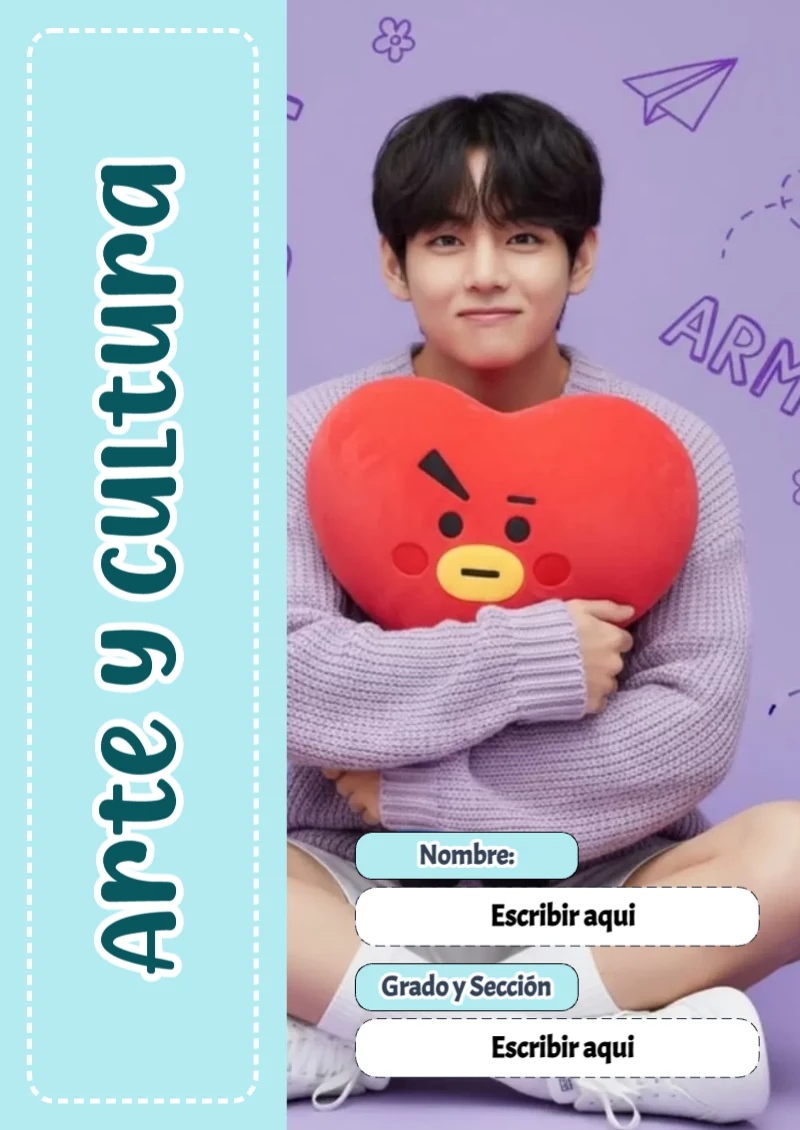 Portada de BTS Arte y Cultura para cuaderno con estilo creativo - para personalizar tus materias