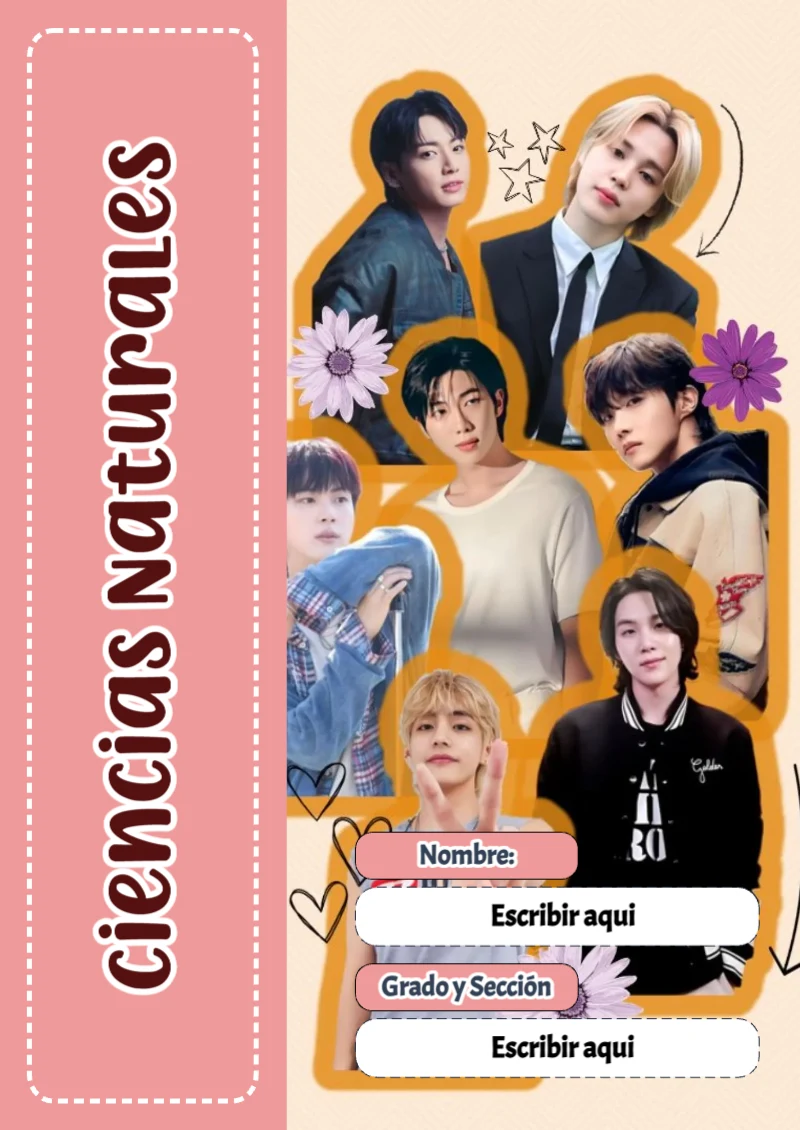Portada de BTS Ciencias Naturales para cuaderno con diseño bonito - perfecto para organizar tus apuntes