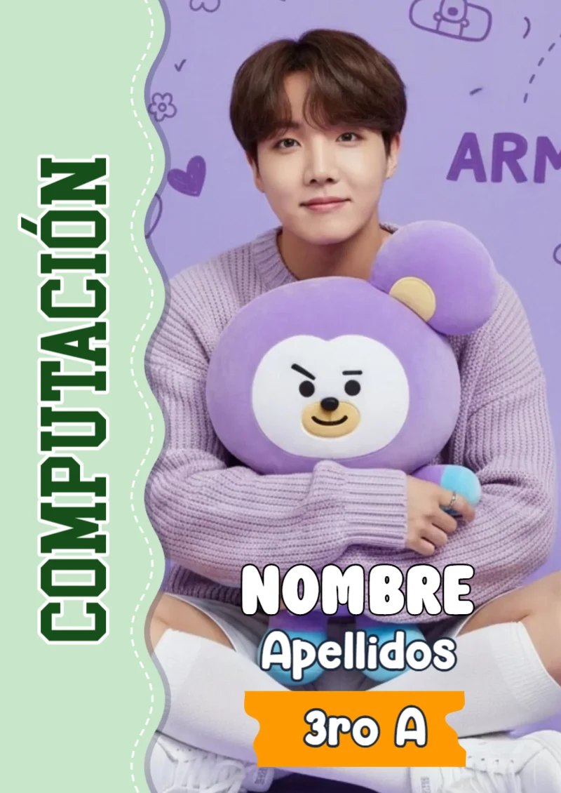 Portada de BTS Computación para cuaderno escolar para imprimir gratis - tendencia educativa 2026