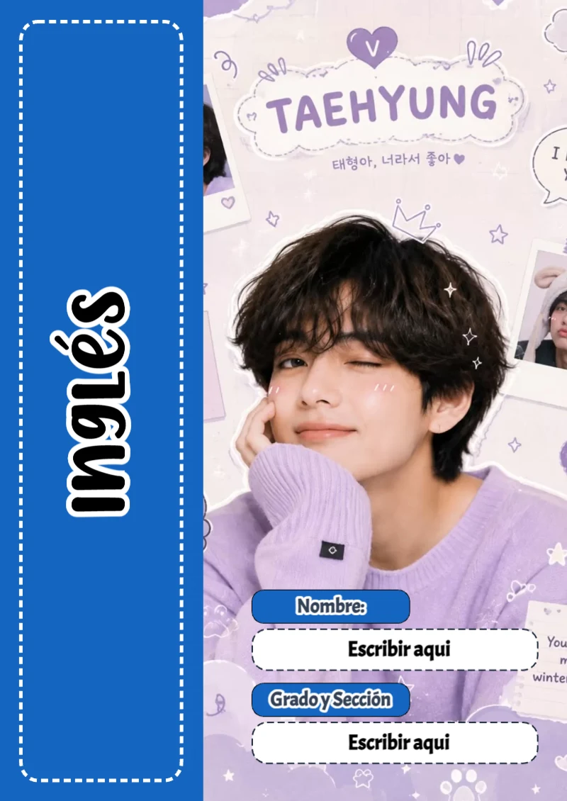 Portada de BTS Inglés para cuaderno con diseño bonito - para todas las edades y grados