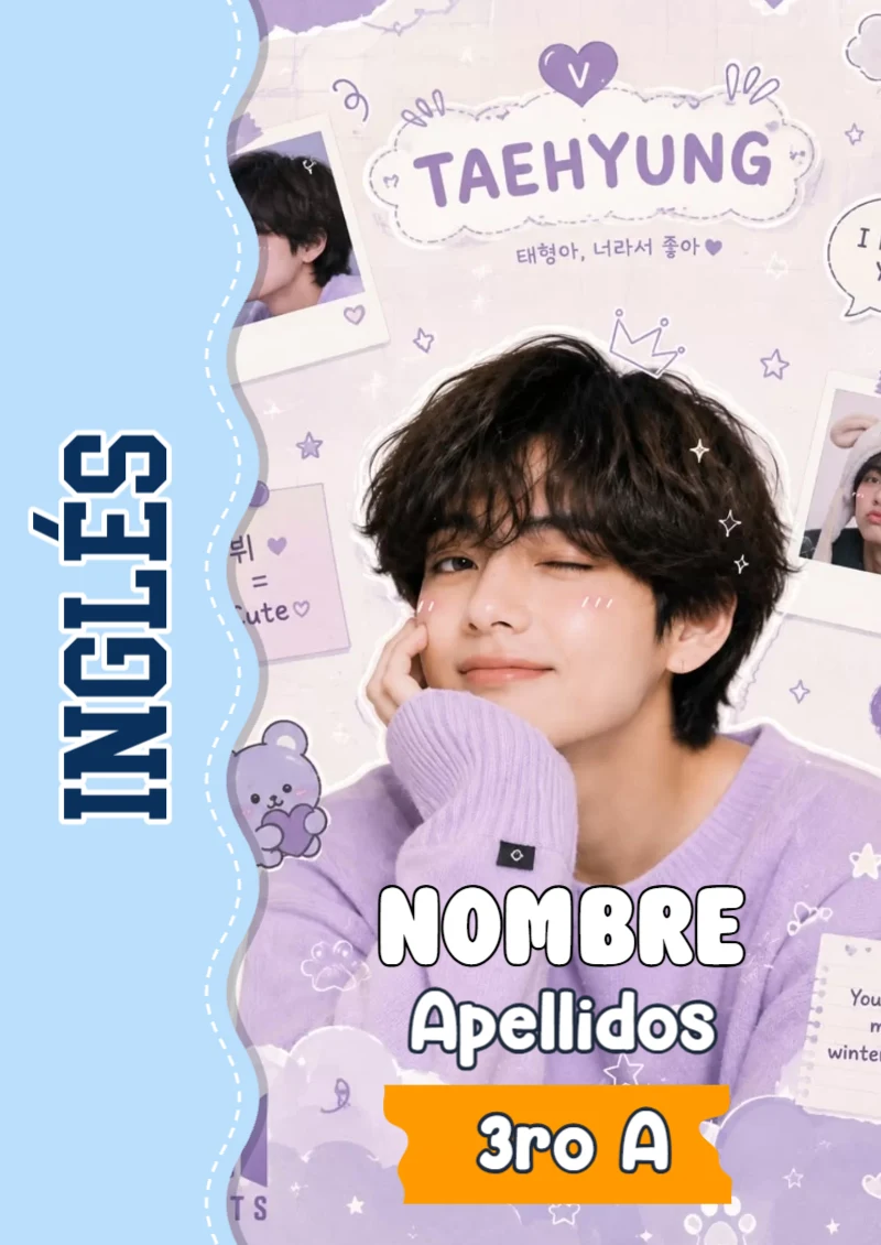 Portada de BTS Inglés para cuaderno para niños de primaria - creación especial de Mini Canva