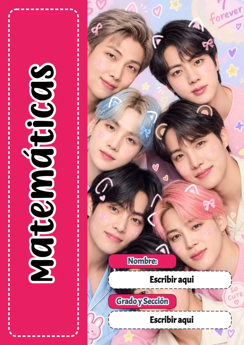 Portada de BTS Matemáticas para cuaderno para estudiantes - perfecto para organizar tus apuntes