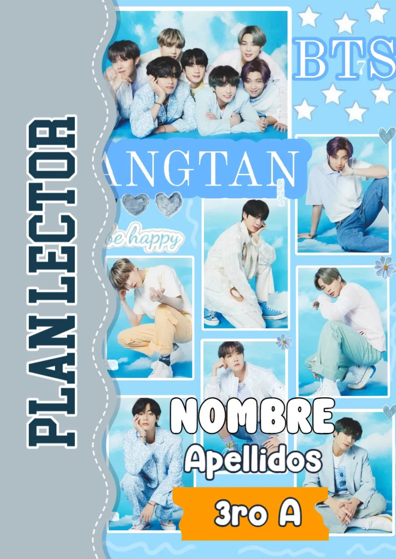 Portada de BTS Plan Lector para cuaderno con estilo creativo - ideal para cuadernos de espiral