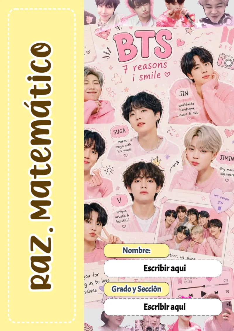 Portada de BTS Raz. Matemático para cuaderno con estilo creativo - perfecto para organizar tus apuntes