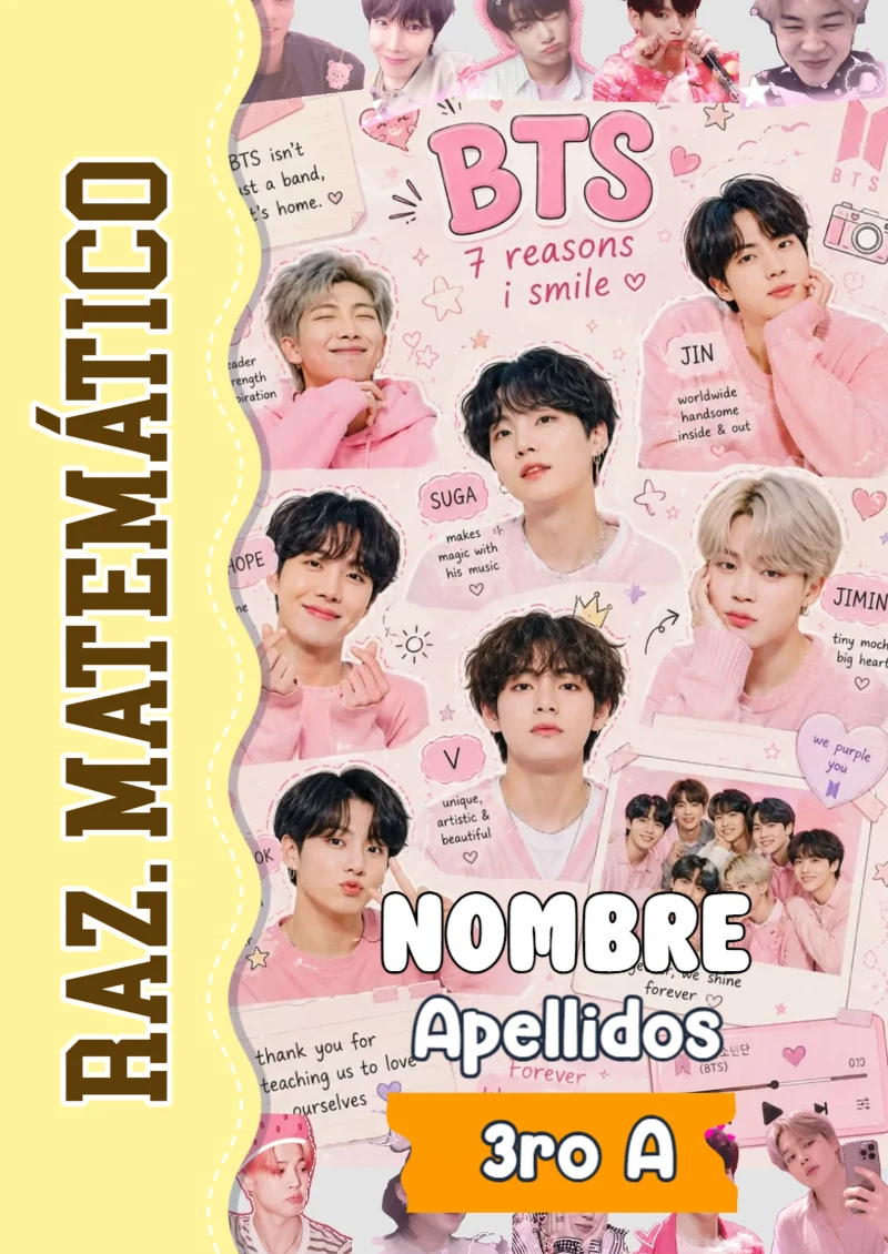 Portada de BTS Raz. Matemático para cuaderno decorativa y bonita - disponible para descarga gratuita