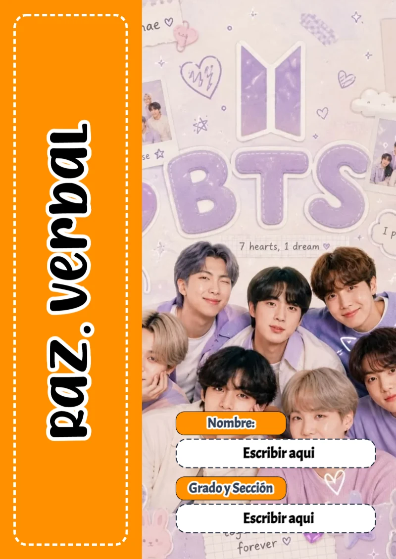 Portada de BTS Raz. Verbal para cuaderno para clases - disponible para descarga gratuita