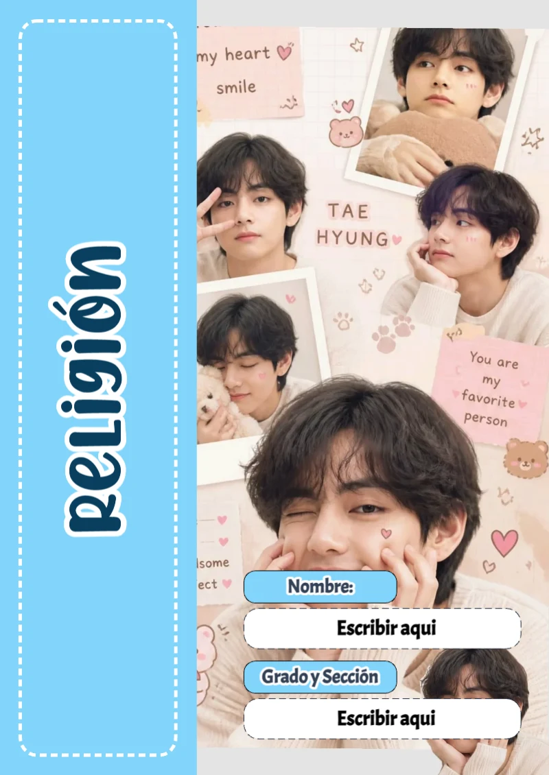 Portada de BTS Religión para cuaderno ideal para niños - versión premium para imprimir