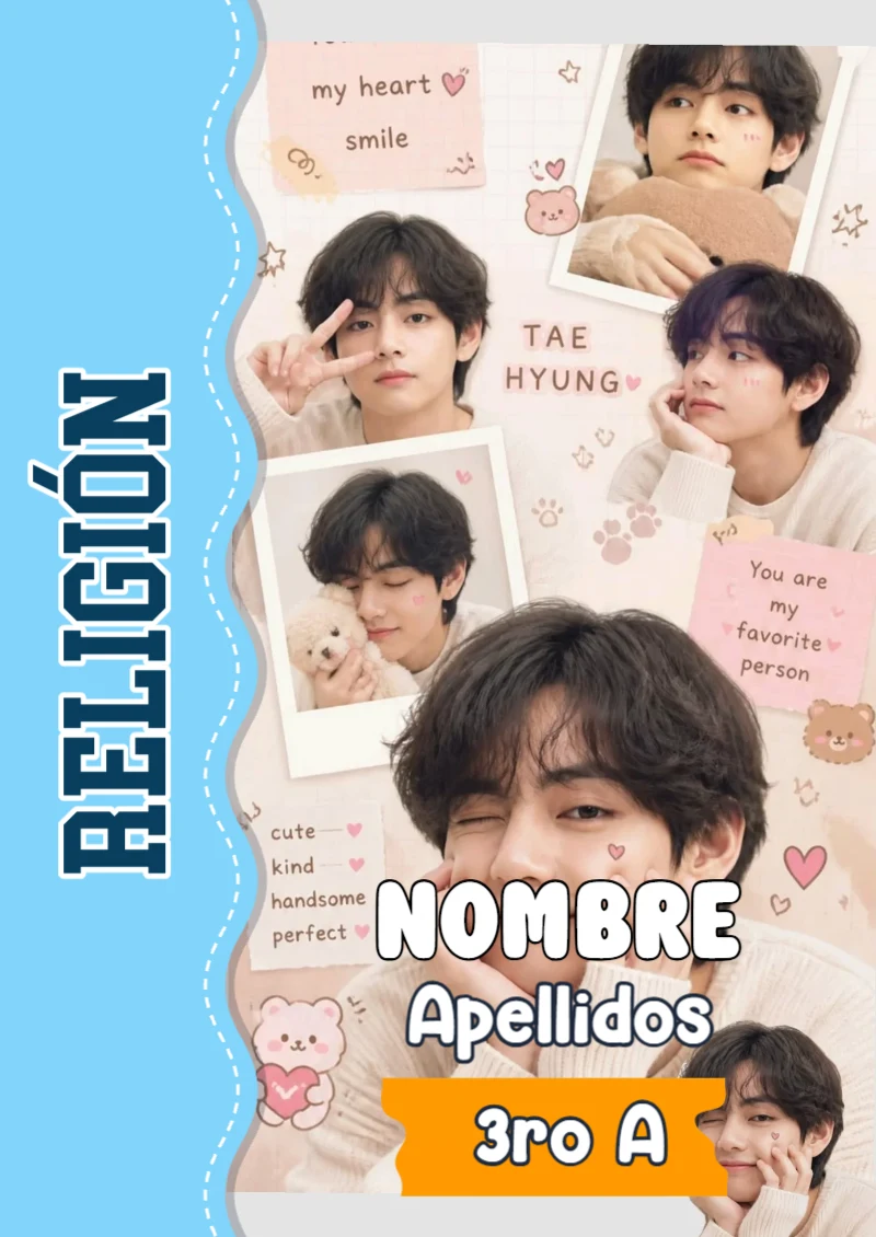 Portada de BTS Religión para cuaderno personalizada para imprimir - estilo único para estudiantes