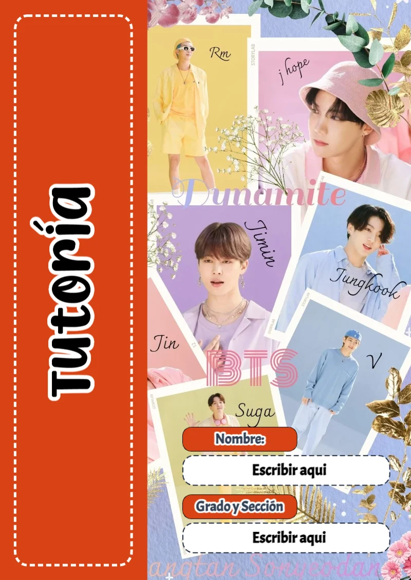 Portada de BTS Tutoría para cuaderno personalizada para imprimir - perfecto para organizar tus apuntes