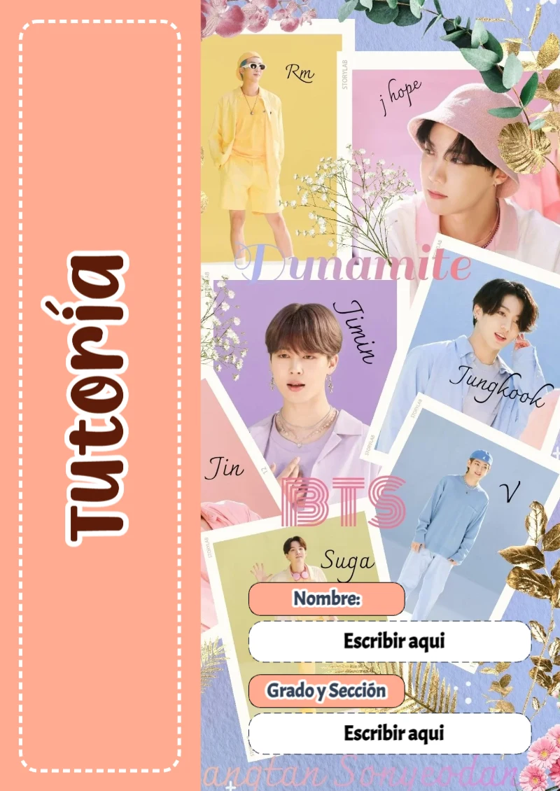 Portada de BTS Tutoría para cuaderno con estilo infantil - para el regreso a clases