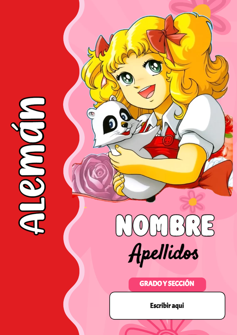 Portada de Candy de Alemán para cuaderno para primaria - formato digital listo para usar