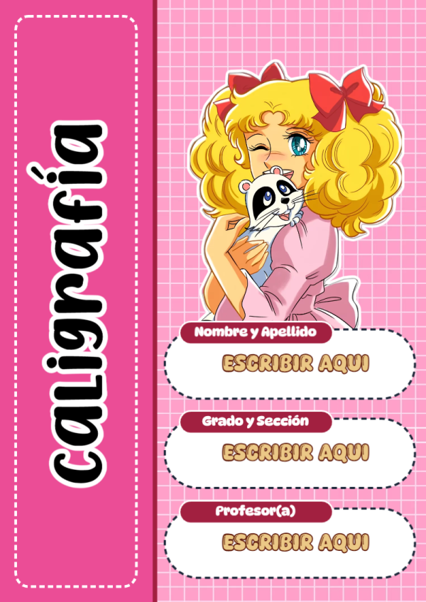 Portada de Candy de Caligrafía para cuaderno decorativa y bonita - estilo único para estudiantes