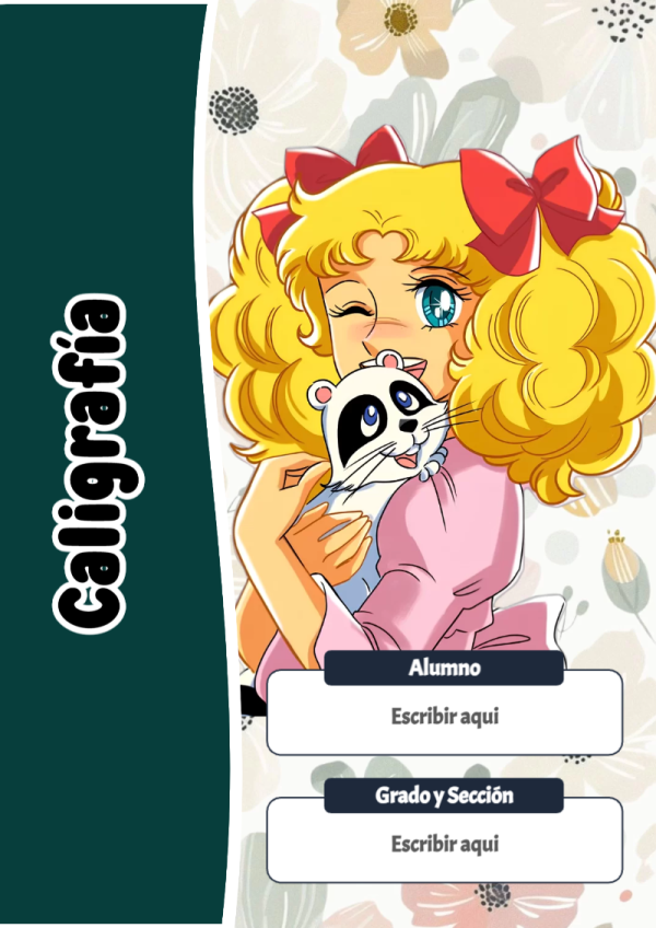 Portada de Candy de Caligrafía para cuaderno en tamaño A4 - ideal para cuadernos de espiral
