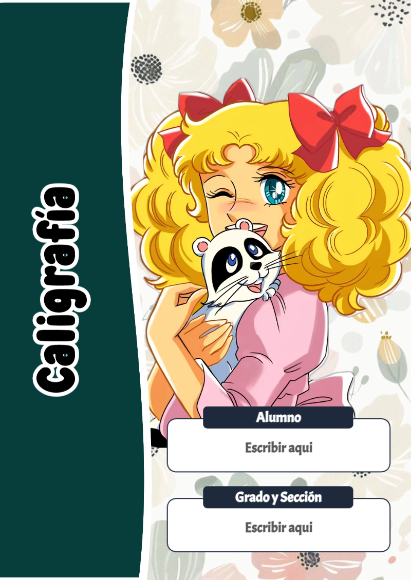 Portada de Candy de Caligrafía Editable para Imprimir Gratis