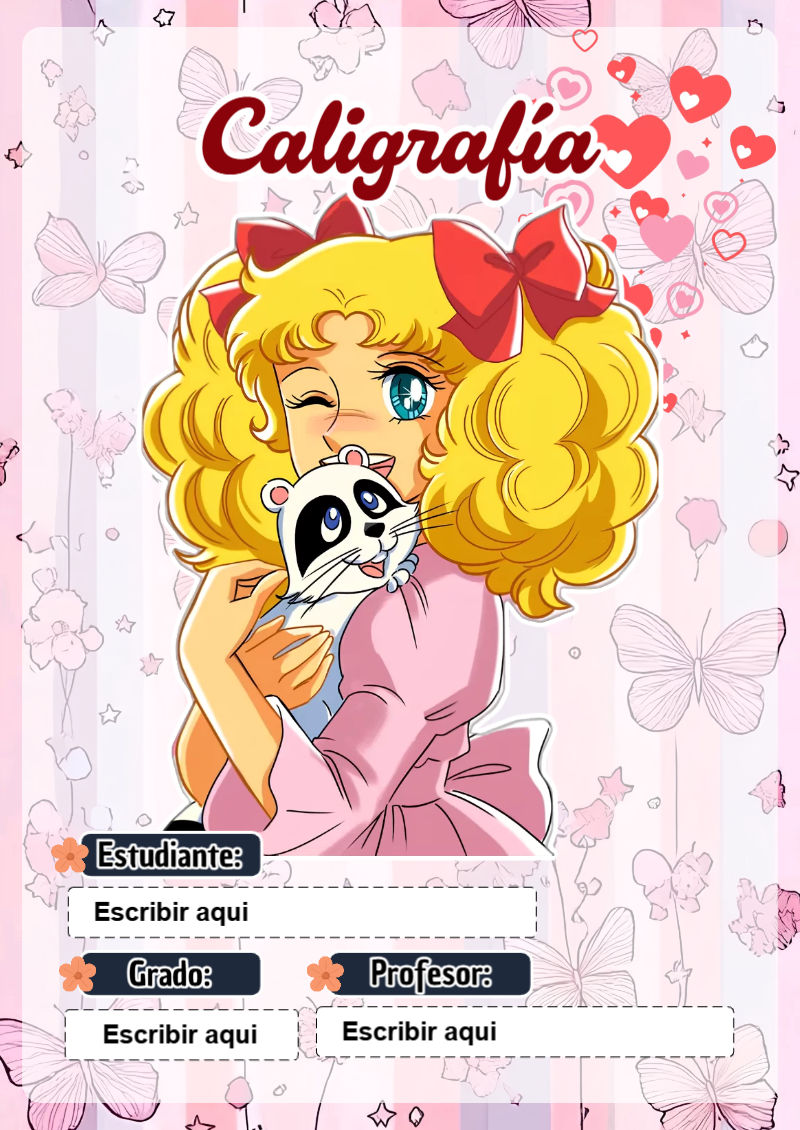 Portada de Candy de Caligrafía Editable para Imprimir Gratis
