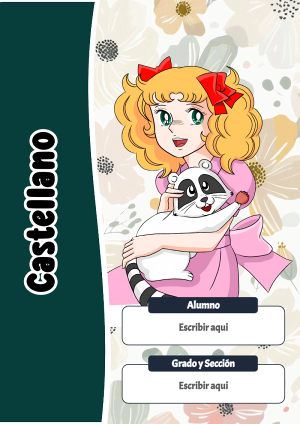 Portada de Candy de Castellano para cuaderno para niños de primaria - ideal para cuadernos de espiral