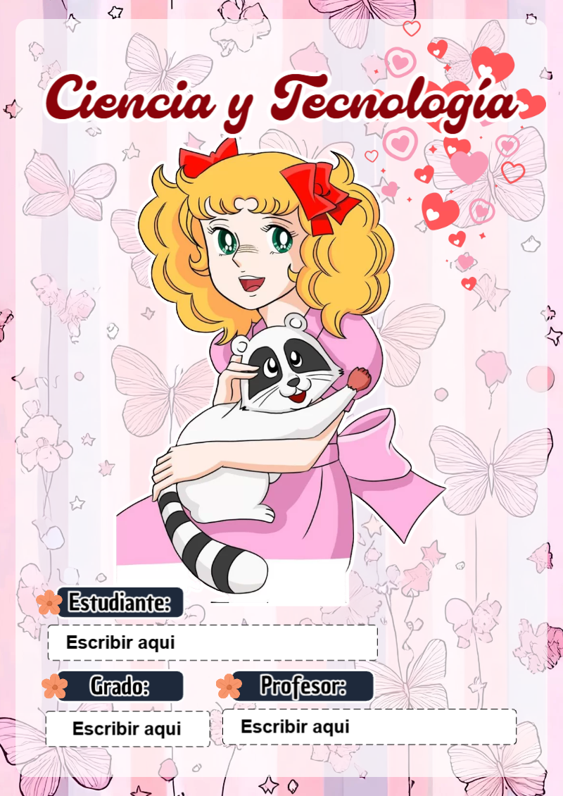 Portada de Candy de Ciencia y Tecnología para cuaderno bonita para imprimir - para personalizar tus materias