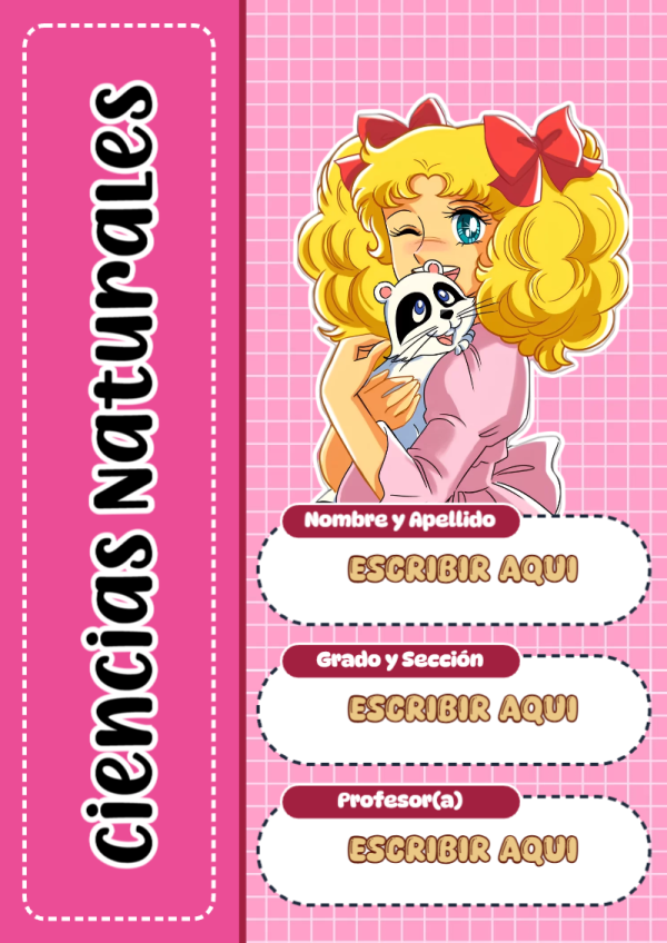 Portada de Candy de Ciencias Naturales para cuaderno personalizada para imprimir - ideal para el nuevo año escolar