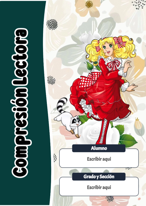 Portada de Candy de Compresión Lectora para cuaderno con diseño bonito - formato digital listo para usar