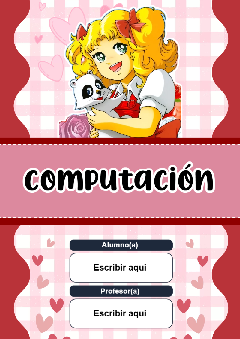 Portada de Candy de Computación para cuaderno decorativa y bonita - estilo único para estudiantes