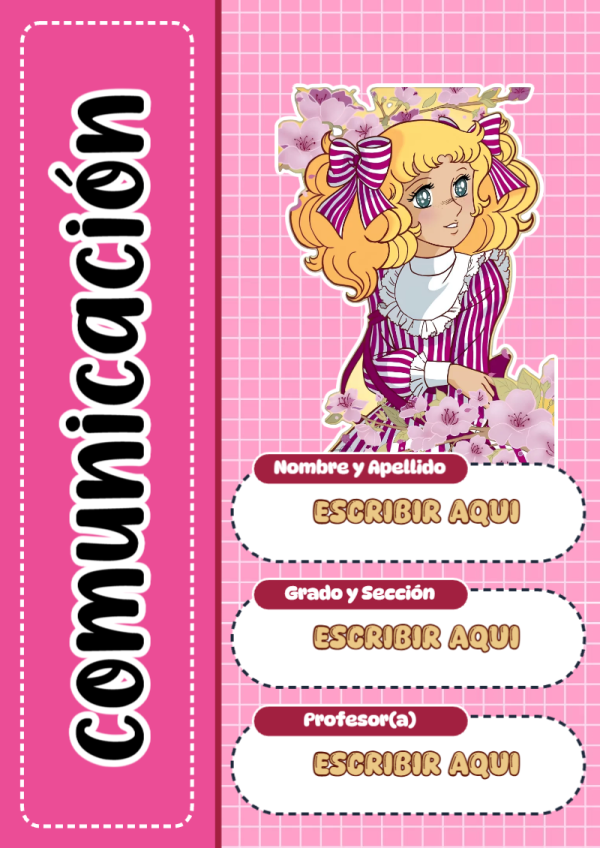 Portada de Candy de Comunicación para cuaderno personalizada para imprimir - formato digital listo para usar