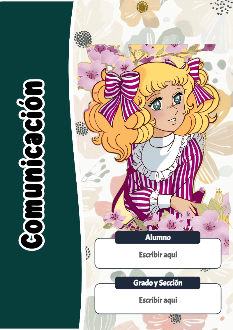 Portada de Candy de Comunicación para cuaderno escolar creativa - formato digital listo para usar