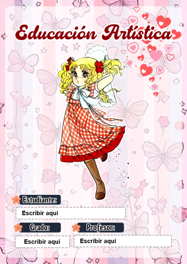 Portada de Candy de Educación Artística para cuaderno con diseño escolar - formato digital listo para usar
