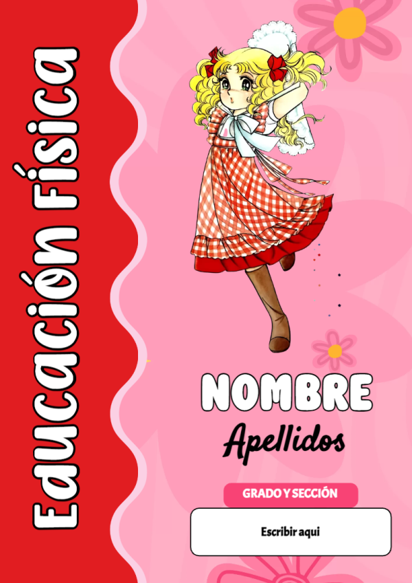 Portada de Candy de Educación Física para cuaderno personalizada para imprimir - para personalizar tus materias