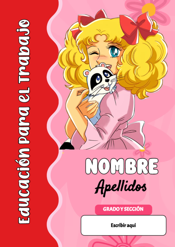 Portada de Candy de Educación para el Trabajo para cuaderno con diseño escolar - ideal para cuadernos de espiral