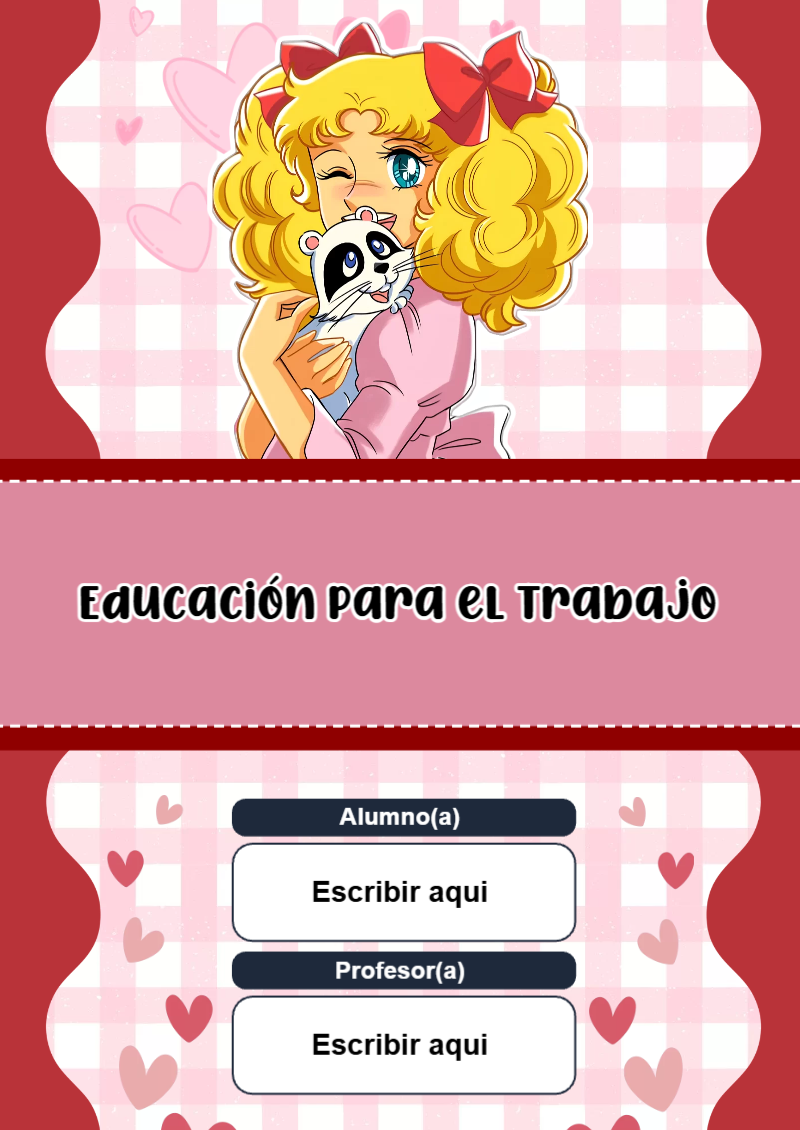 Portada de Candy de Educación para el Trabajo para cuaderno con estilo creativo - con colores vivos y llamativos