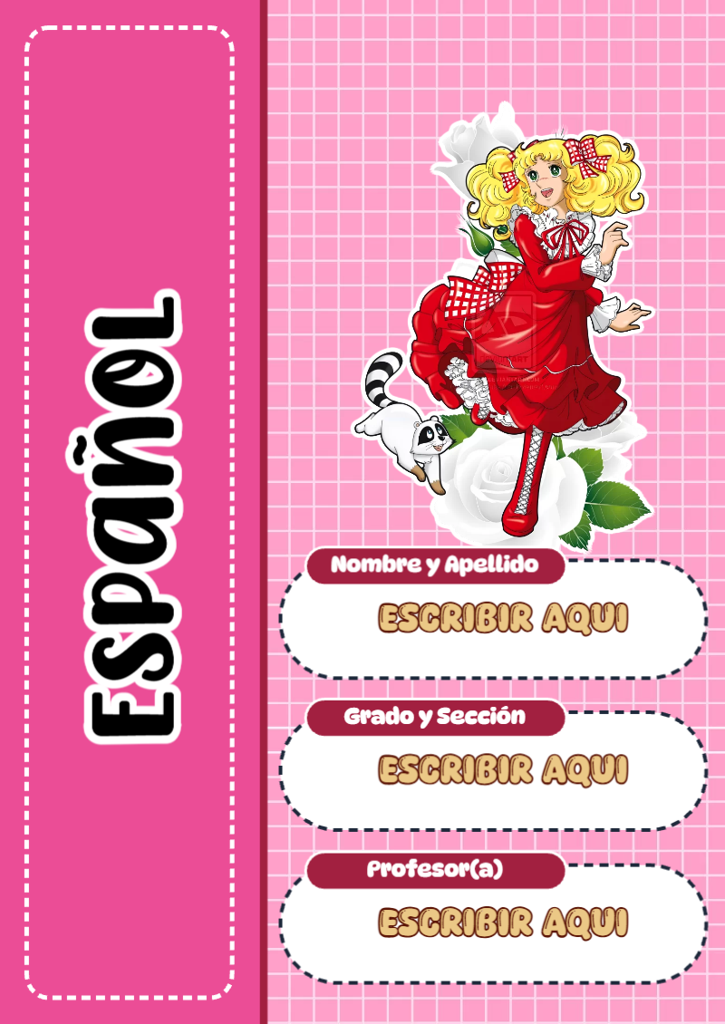 Portada de Candy de Español para cuaderno escolar para imprimir gratis - diseño escolar moderno