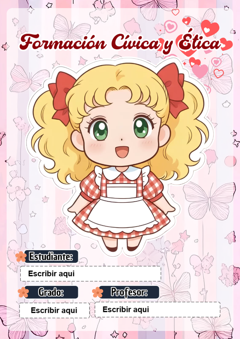 Portada de Candy de Formación Cívica y Ética para cuaderno en tamaño A4 - para todas las edades y grados