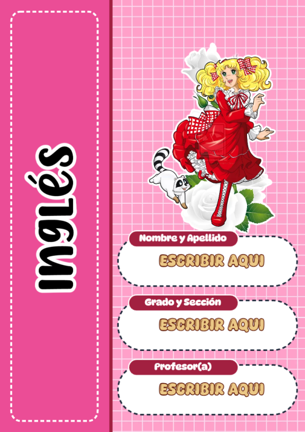 Portada de Candy de Inglés para cuaderno colorida y creativa - estilo único para estudiantes