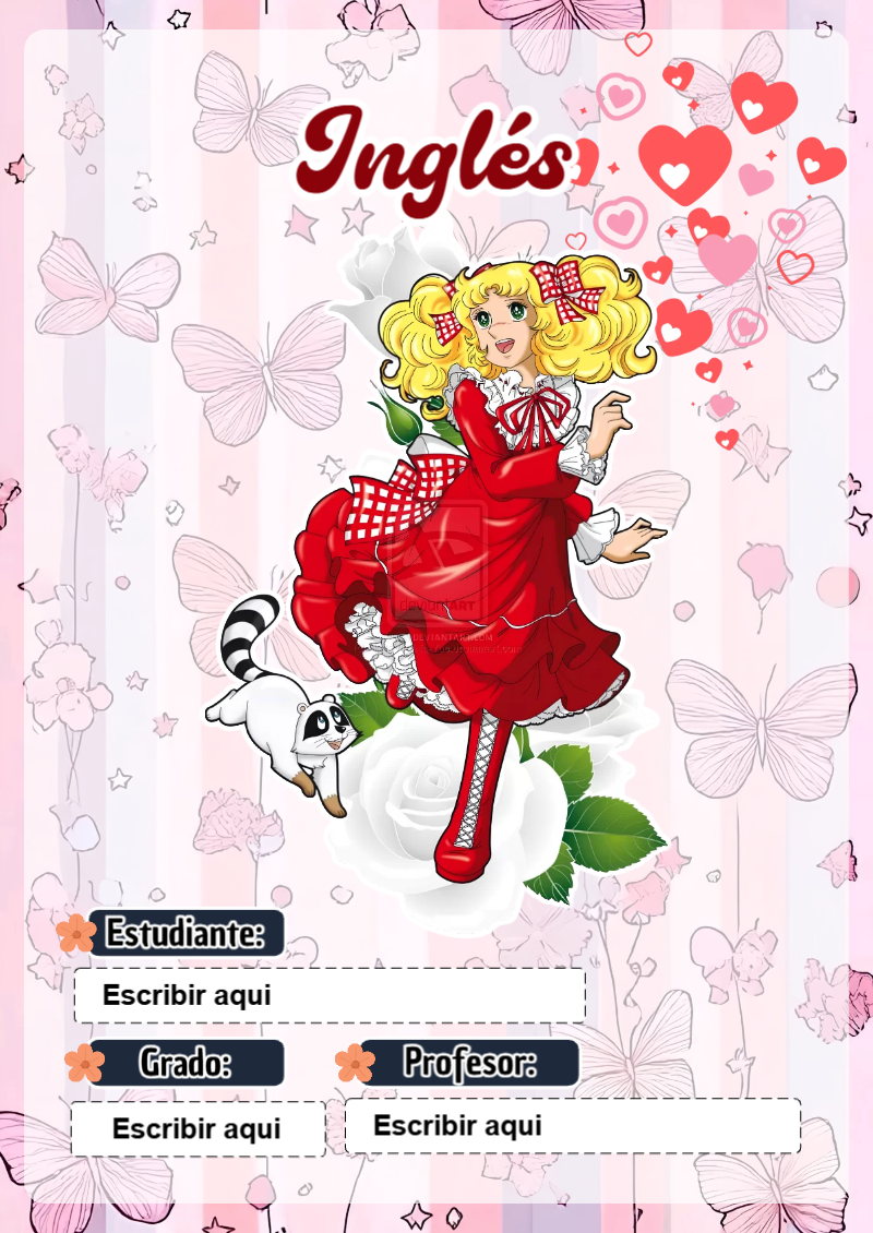 Portada de Candy de Inglés para cuaderno para niños de primaria - diseño exclusivo y original