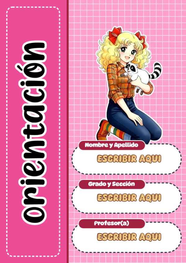 Portada de Candy de Orientación para cuaderno escolar para imprimir gratis - ideal para el nuevo año escolar