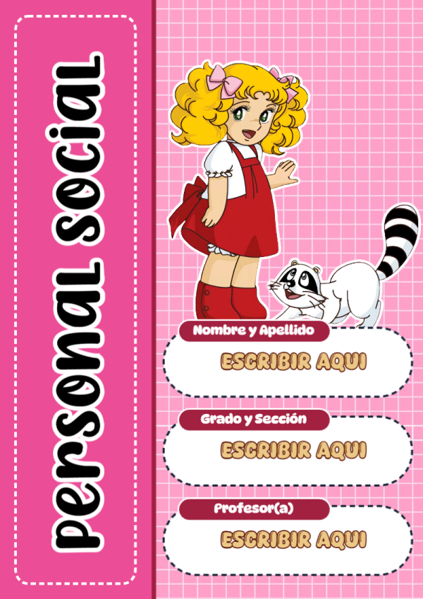 Portada de Candy de Personal Social para cuaderno con diseño bonito - diseño exclusivo y original