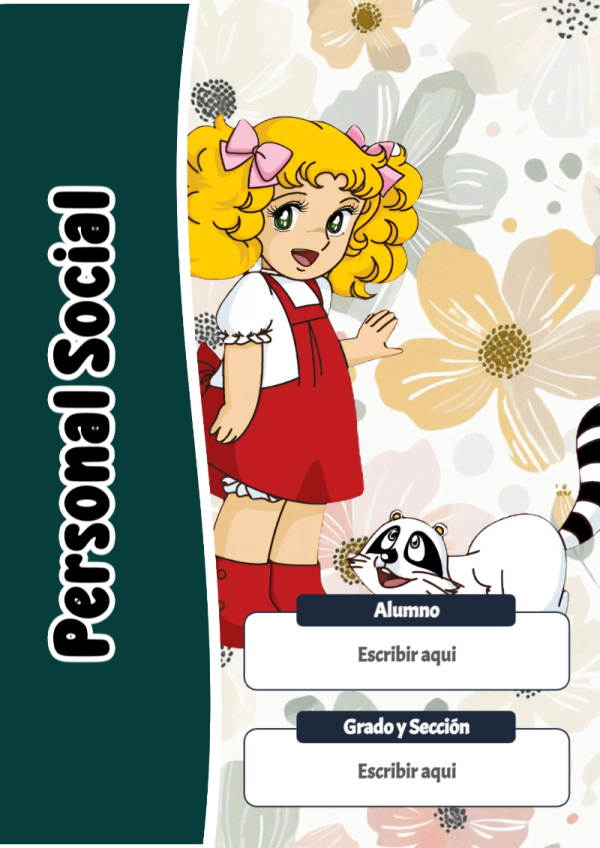 Portada de Candy de Personal Social para cuaderno para estudiantes - para el regreso a clases