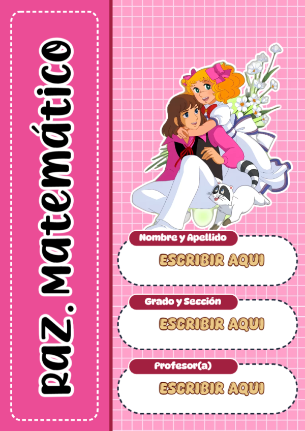 Portada de Candy de Raz. Matemático para cuaderno escolar para imprimir gratis - diseño escolar moderno