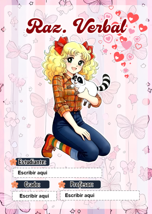 Portada de Candy de Raz. Verbal para cuaderno escolar creativa - diseño escolar moderno