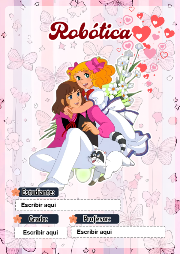 Portada de Candy de Robótica para cuaderno en tamaño A4 - formato digital listo para usar