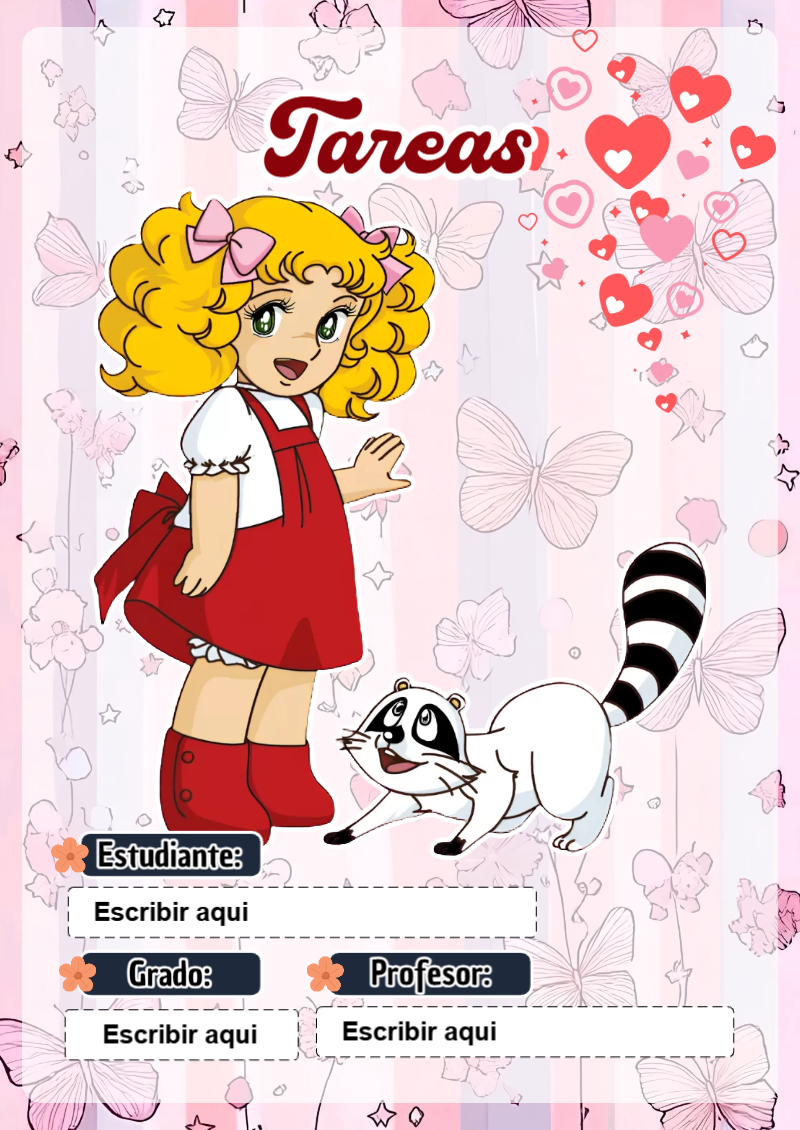 Portada de Candy de Tareas para cuaderno lista para imprimir en A4 - estilo único para estudiantes