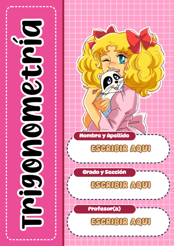 Portada de Candy de Trigonometría para cuaderno lista para imprimir en A4 - versión premium para imprimir