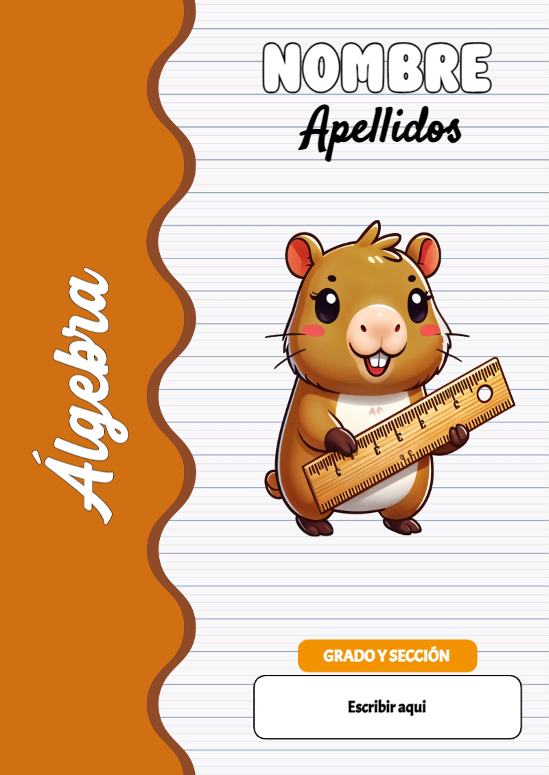 Portada de Capibara de Álgebra Editable para Imprimir Gratis