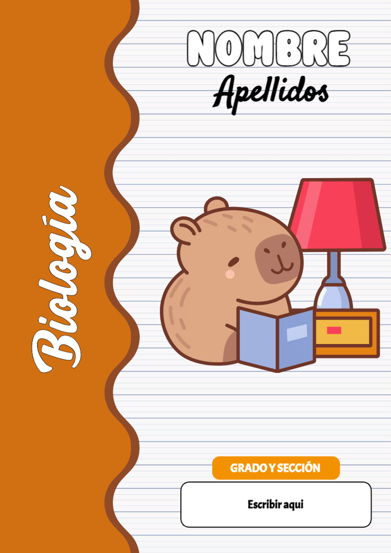 Portada de Capibara de Biología Editable para Imprimir Gratis