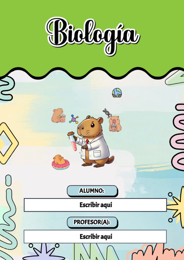 Portada de Capibara de Biología para cuaderno para estudiantes - versión premium para imprimir